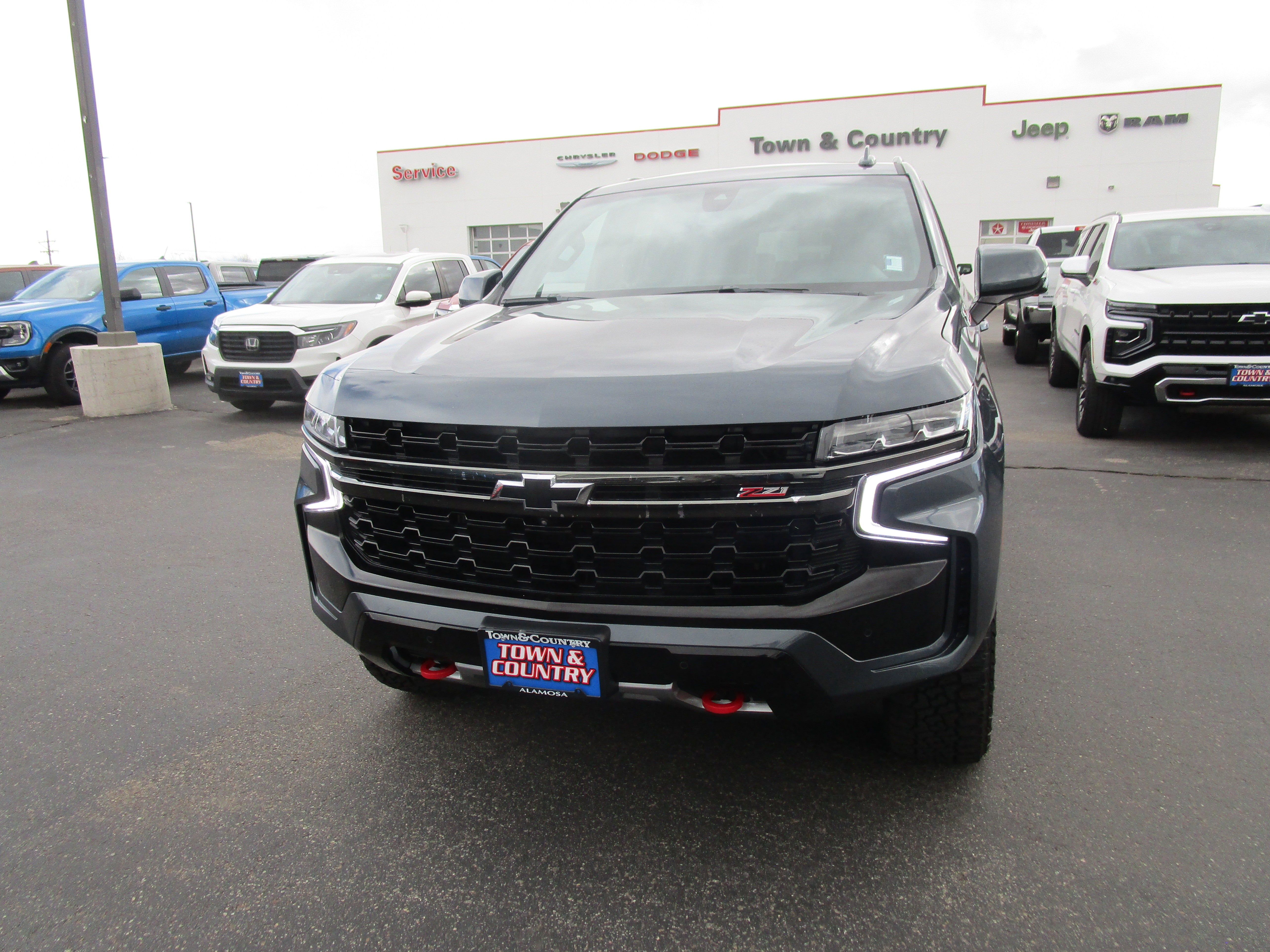 2021 Chevrolet Tahoe Z71 in Shadow Gray Metallic — front three-quarter view